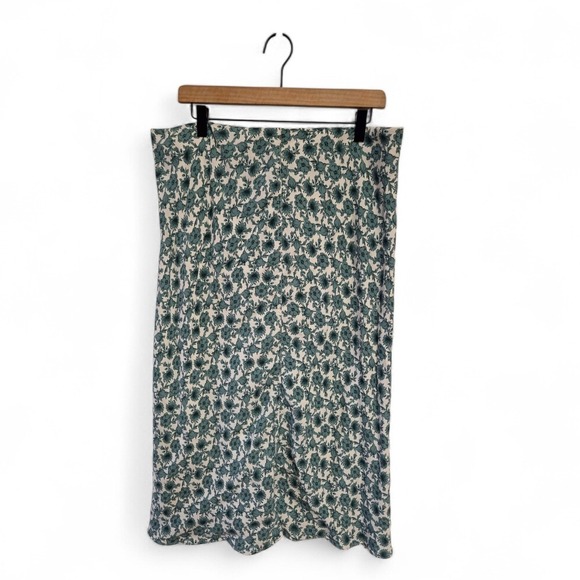 Treasure & Bond Dresses & Skirts - Treasure & Bond Teal Floral Midi Skirt Womens Plus 1X A-Line Casual Boho